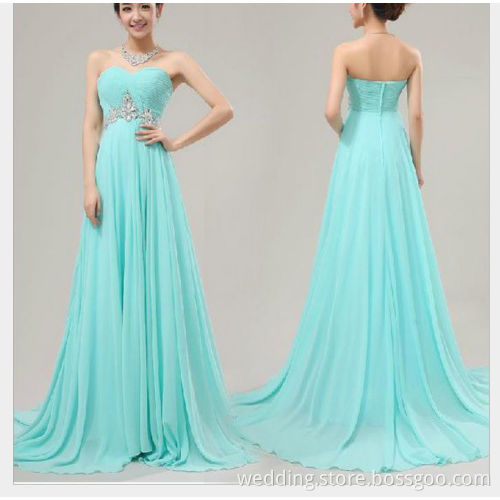 Sweetheart Chiffon Beading Long Prom Dress